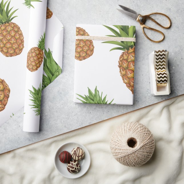 Watercolor pine-apple pattern 1 wrapping paper (Crafts)