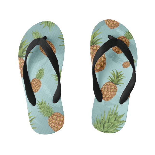 Watercolor pine-apple pattern 2 kid's thongs (Footbed)