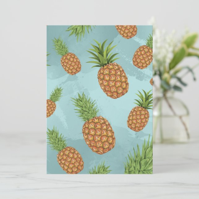 Watercolor pine-apple pattern 2 thank you card (Standing Front)