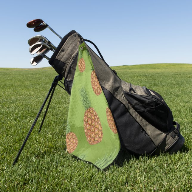 Watercolor pine-apple pattern 4 golf towel (Green)