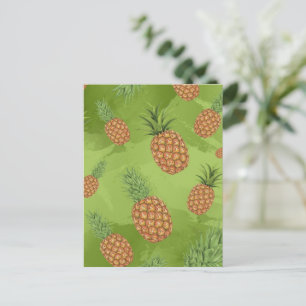 Watercolor pine-apple pattern 4 holiday postcard