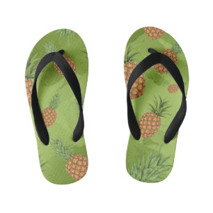Watercolor pine-apple pattern 4 kid's thongs