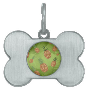 Watercolor pine-apple pattern 4 pet ID tag