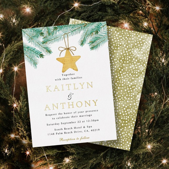 Watercolor Pine Boughs Christmas Winter Wedding (Creator Uploaded)