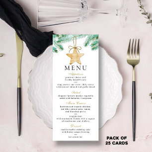 Watercolor Pine Boughs Winter Wedding Menu Cards