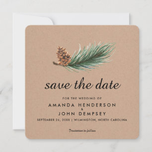 Watercolor Pine Branch Winter Save the Date