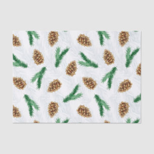 Watercolor Pine Branches and Pinecones Christmas  Tissue Paper