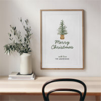 Watercolor Pine Christmas Tree Simple Holiday