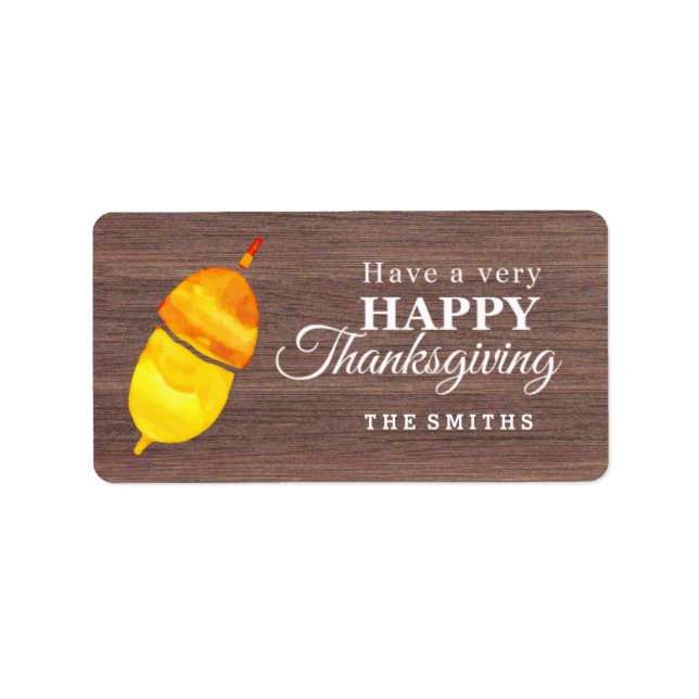 Watercolor Pine cone Thanksgiving Label (Front)