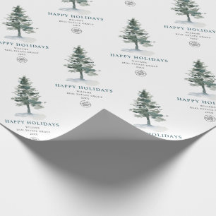 Watercolor Pine Cones Christmas Tree Holiday Wrapping Paper