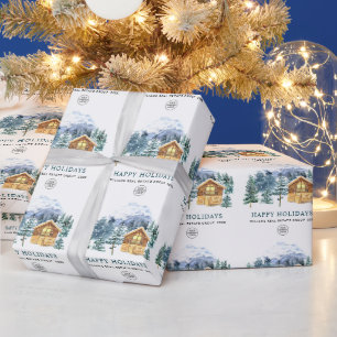 Watercolor Pine Cones Christmas Tree Holiday Wrapping Paper