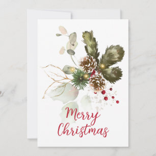 Watercolor Pine Cones & Eucalyptus Christmas