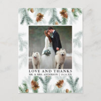 Watercolor Pine Cones Love Thanks Wedding Photo