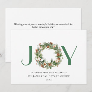Watercolor Pine Cones Wreath Christmas Corporate Holiday Card