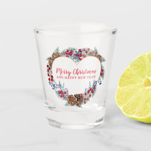 Watercolor Pine Cones Wreath  Shot Glass