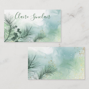 Watercolor Pine Floral Business Card