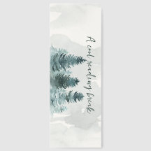 Watercolor Pine Forest Bookmark – Calm Nature Read