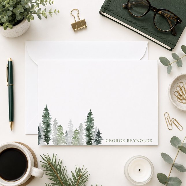  Watercolor Pine Forest Card (Creator Uploaded)