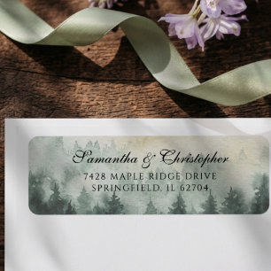 Watercolor pine Forest Wedding Return Address Label