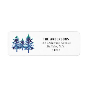 Watercolor Pine Forest Winter Return Address Label
