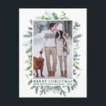 Watercolor Pine Frame Couple Christmas Green Postcard<br><div class="desc">Elegant Watercolor Pine Frame Merry Christmas Couple Photo Holiday Greenery Postcard</div>