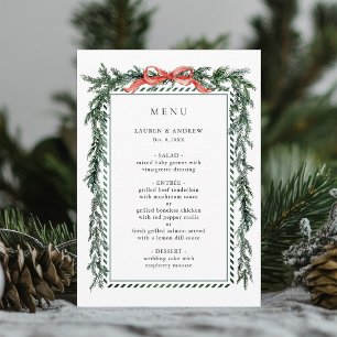 Watercolor Pine Garland Wedding  Menu