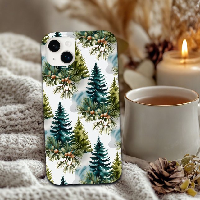 Watercolor Pine Pattern Elegant Winter  Case-Mate iPhone Case (Creator Uploaded)