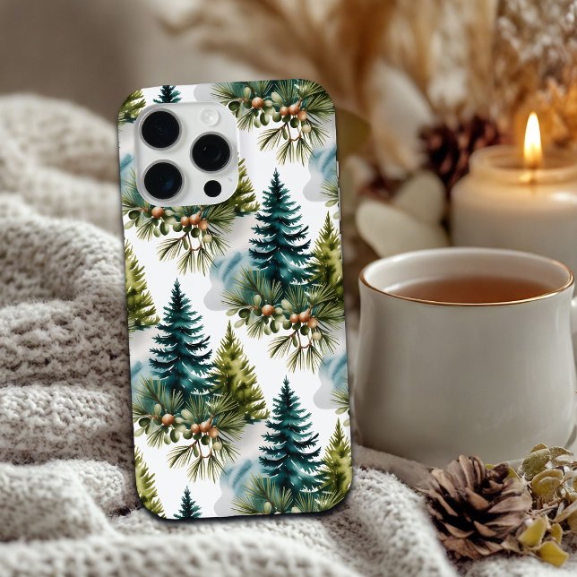 Watercolor Pine Pattern Elegant Winter  Case-Mate iPhone Case (Creator Uploaded)