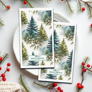 Watercolor Pine Pattern Winter Bridal Shower Napkin