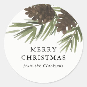 Watercolor Pine Sprigs Christmas Sticker
