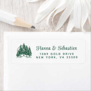 Watercolor Pine Tree Chic Christmas Return Address Label
