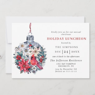 Watercolor Pine Tree Christmas Holiday Luncheon Invitation