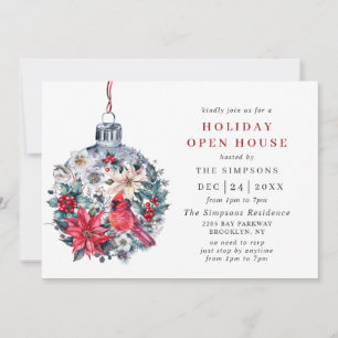 Watercolor Pine Tree Christmas Holiday Open House Invitation