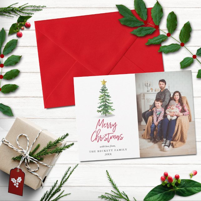 Watercolor Pine Tree Christmas Holiday Photo (Creator Uploaded)