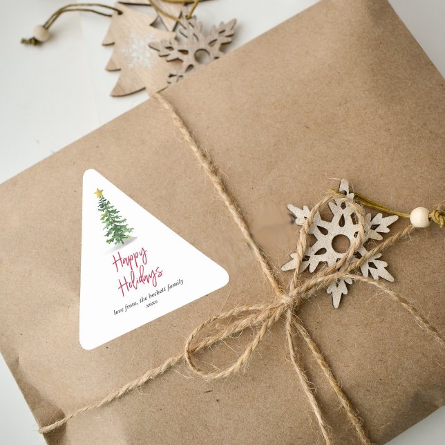 Watercolor Pine Tree Christmas Holiday Triangle Sticker (Creator Uploaded)