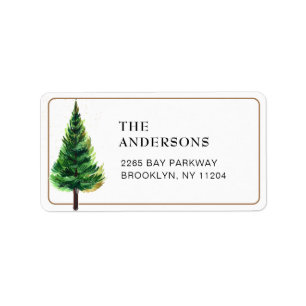 Watercolor Pine Tree  Christmas Return Address Lab Label