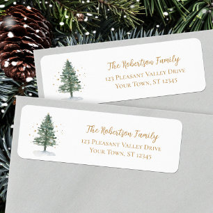 Watercolor Pine Tree Christmas Return Address Label