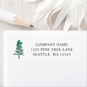 Watercolor Pine Tree Christmas Return Address Label
