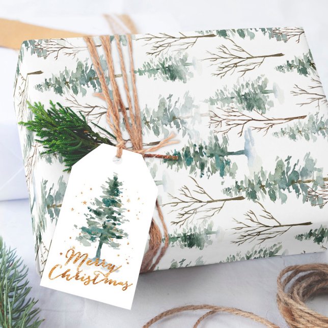 Watercolor Pine Tree Christmas Wrapping Paper (Creator Uploaded)