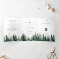 Watercolor pine tree forest destination wedding