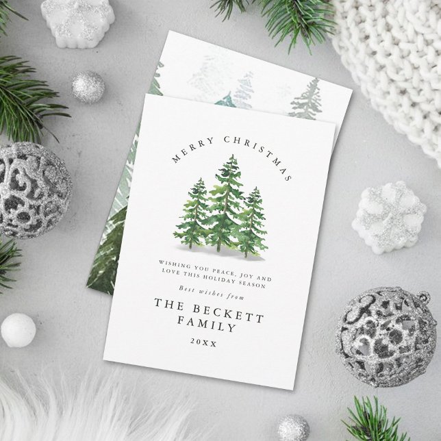 Watercolor Pine Tree Forest Holiday Card (Creator Uploaded)