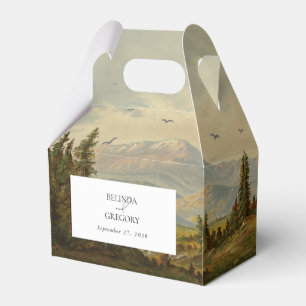 Watercolor Pine Tree Forest Mountains Wedding Favour Box