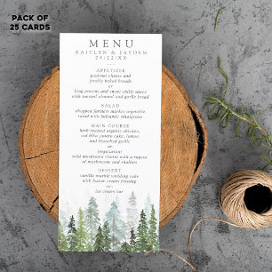 Watercolor Pine Tree Forest Wedding Menu