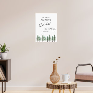 Watercolor Pine Tree Forest wedding Poster