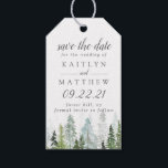 Watercolor Pine Tree Forest Wedding Save The Date  Gift Tags<br><div class="desc">Celebrate in style with these stylish and very trendy wedding save the date tags. This design is easy to personalise with your special event wording and your guests will be thrilled when they receive these fabulous tags.</div>