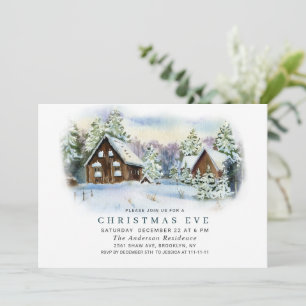 Watercolor Pine Tree HOLIDAY CHRISTMAS EVE Invitation