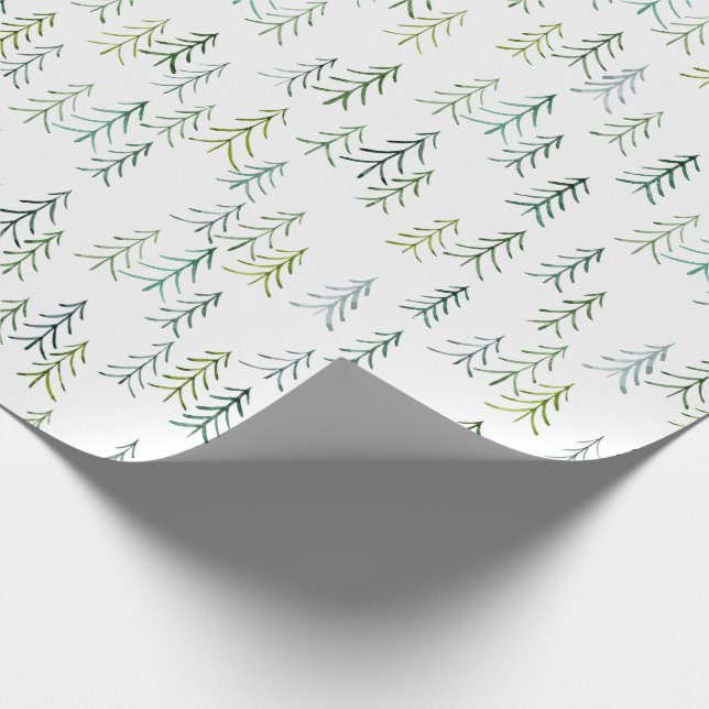 Watercolor Pine Tree Illustration  Wrapping Paper (Corner)