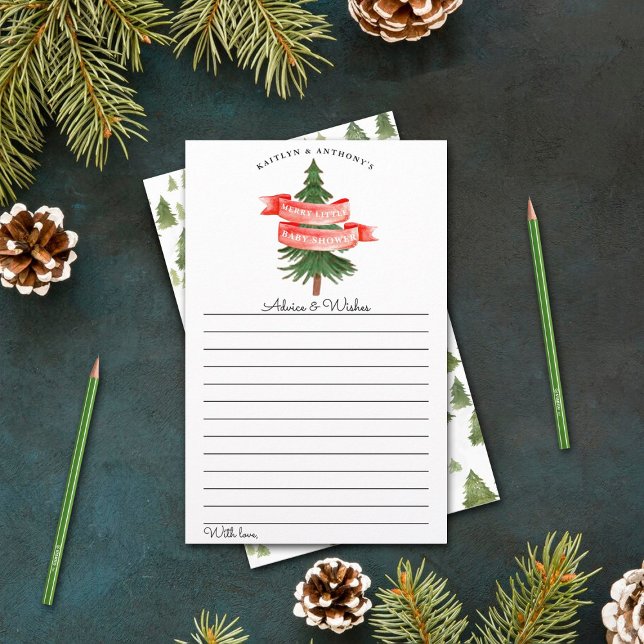 Watercolor Pine Tree Merry Little Baby Shower (Creator Uploaded)