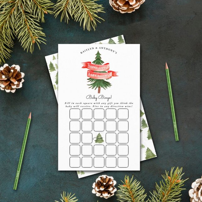 Watercolor Pine Tree Merry Little Baby Shower Game (Creator Uploaded)