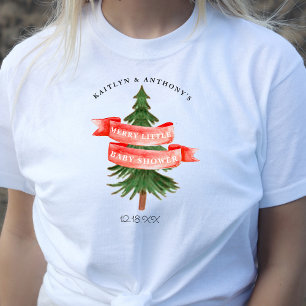 Watercolor Pine Tree Merry Little Baby Shower T-Shirt